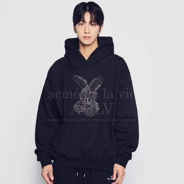 Áo Hoodie Acmé de la vie - ADLV Lettering Rabbit Black