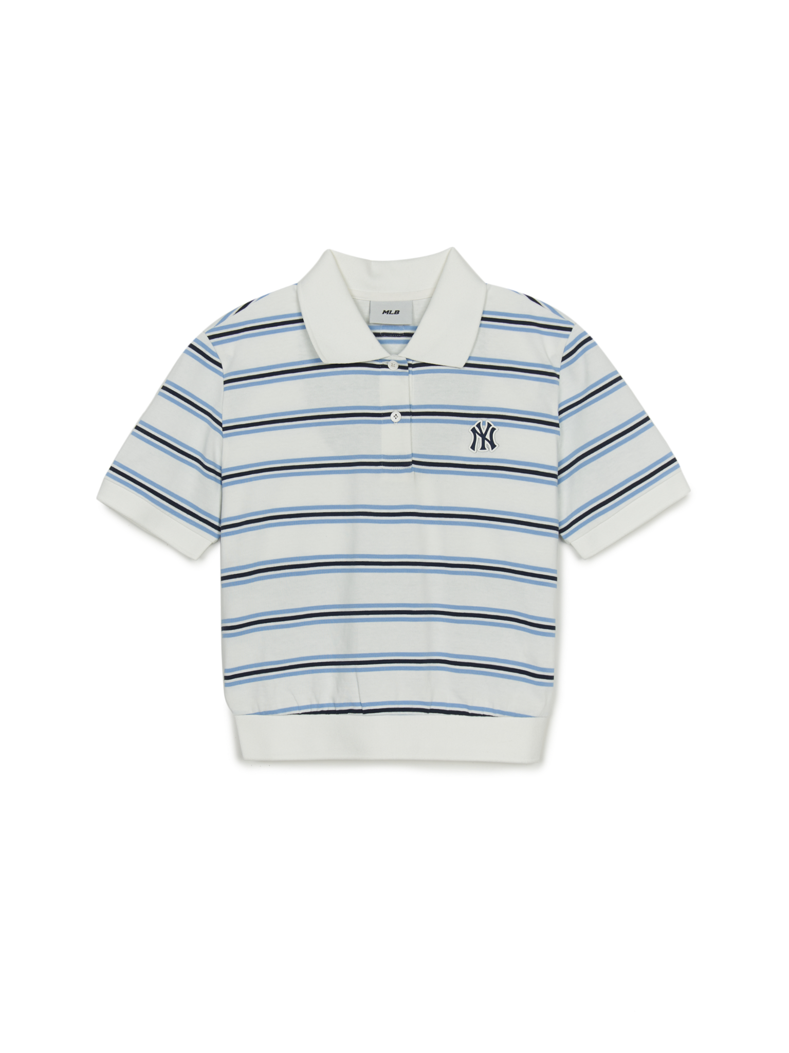  Áo Polo MLB [Nữ] Varsity Stripe Crop Collar T-Shirt NY Yankees - 3FPQV0253-50IVS 