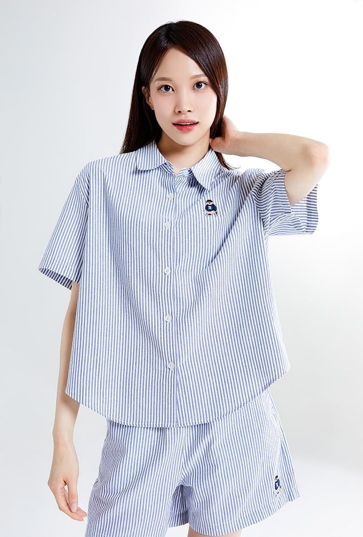  Set Áo Quần Sơ Mi WHOAU [Nữ] - (Woody) Seersucker Short Sleeve Shirt - SPYWF26G51 