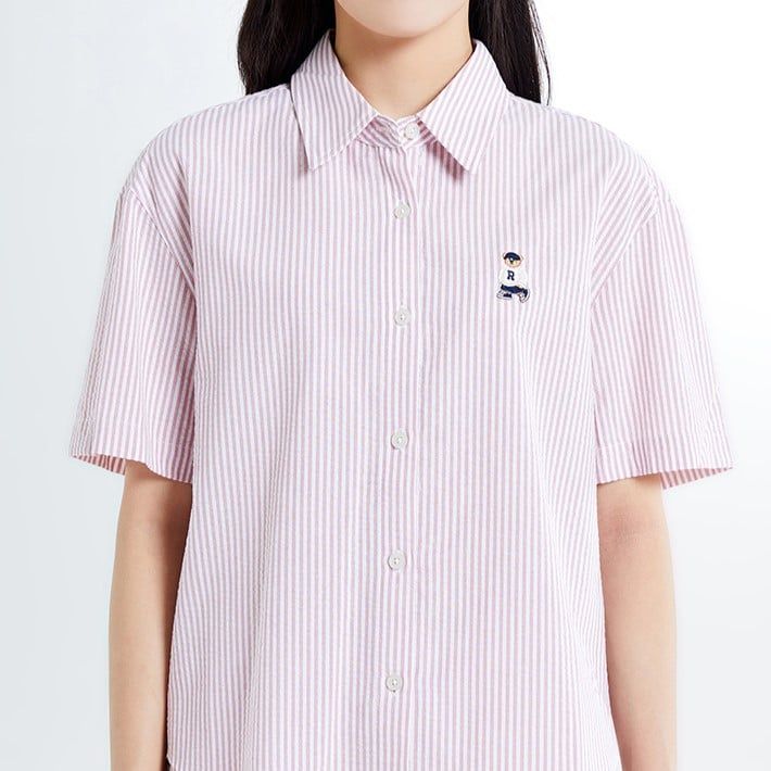  Set Áo Quần Sơ Mi WHOAU [Nữ] - (Woody) Seersucker Short Sleeve Shirt - SPYWF26G51 