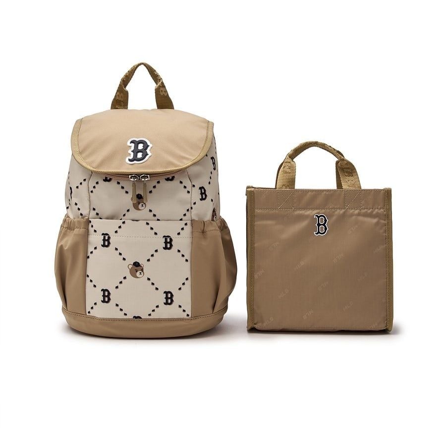  Balo MLB Korea - [Kids] DIA MONOGRAM MONOBEAR PICNIC BACKPACK BOSTON RED SOX - 7ABKC015N-43BGD 