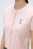  Áo Thun Len SPAO [Nữ] - Woody Cable Crop Cardigan Pink - SPCKF24G51 