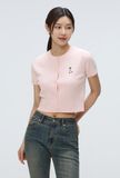  Áo Thun Len SPAO [Nữ] - Woody Cable Crop Cardigan Pink - SPCKF24G51 