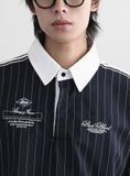 Áo Sweater [Unisex] Badblood - Classic Logo Stripe Rugby Shirt Burgundy - w-sht24-019 