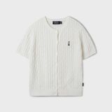  Áo Cardigan WHOAU [Nữ] - Steve R-neck Short Sleeve Cardigan White - WHCKF2401F 