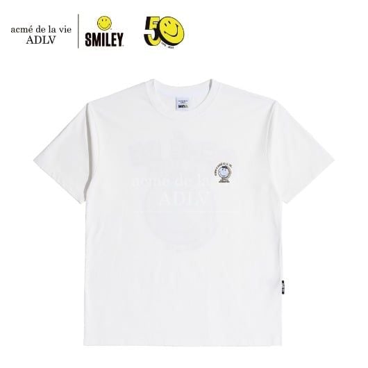  Áo thun - Acmé de la vie X Smiley® - GLOBE ARTWORK SHORT SLEEVE T-SHIRT WHITE 