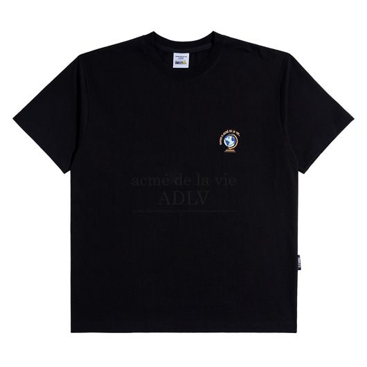  Áo thun - Acmé de la vie X Smiley® - GLOBE ARTWORK SHORT SLEEVE T-SHIRT BLACK 