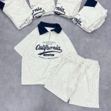  Set Quần Áo Nội Địa Hàn Cộc Tay California Beige 