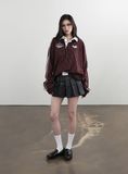  Áo Sweater [Unisex] Badblood - Classic Logo Stripe Rugby Shirt Burgundy - w-sht24-019 