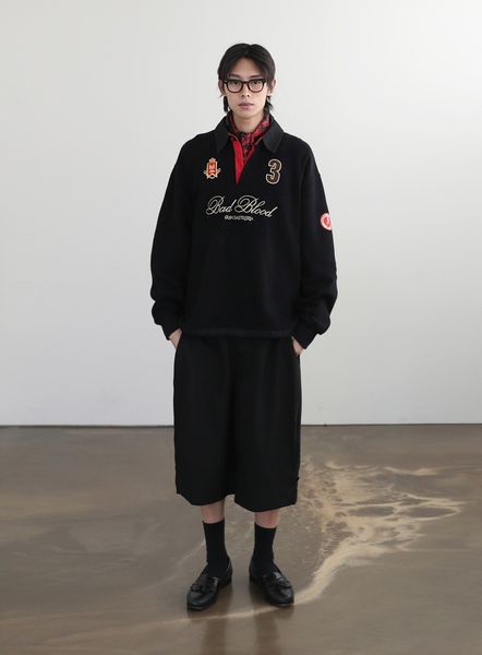  Áo Sweater Badblood - Royal Classic Rugby Shirt Black - w-sweatshirt24-010 