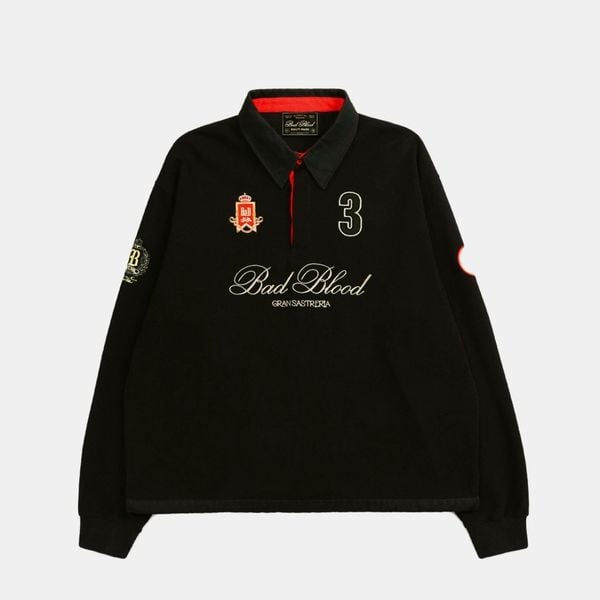  Áo Sweater [Unisex] Badblood - Royal Classic Rugby Shirt Black - w-sweatshirt24-010 