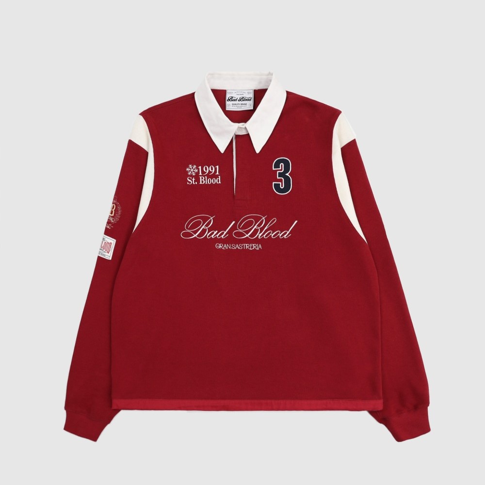 BADBLOOD ♥ Badblood Sports Velvet Rugby Shirt MUSINSA | BADBLOOD Saint Blood Rugby Shirt - Navy