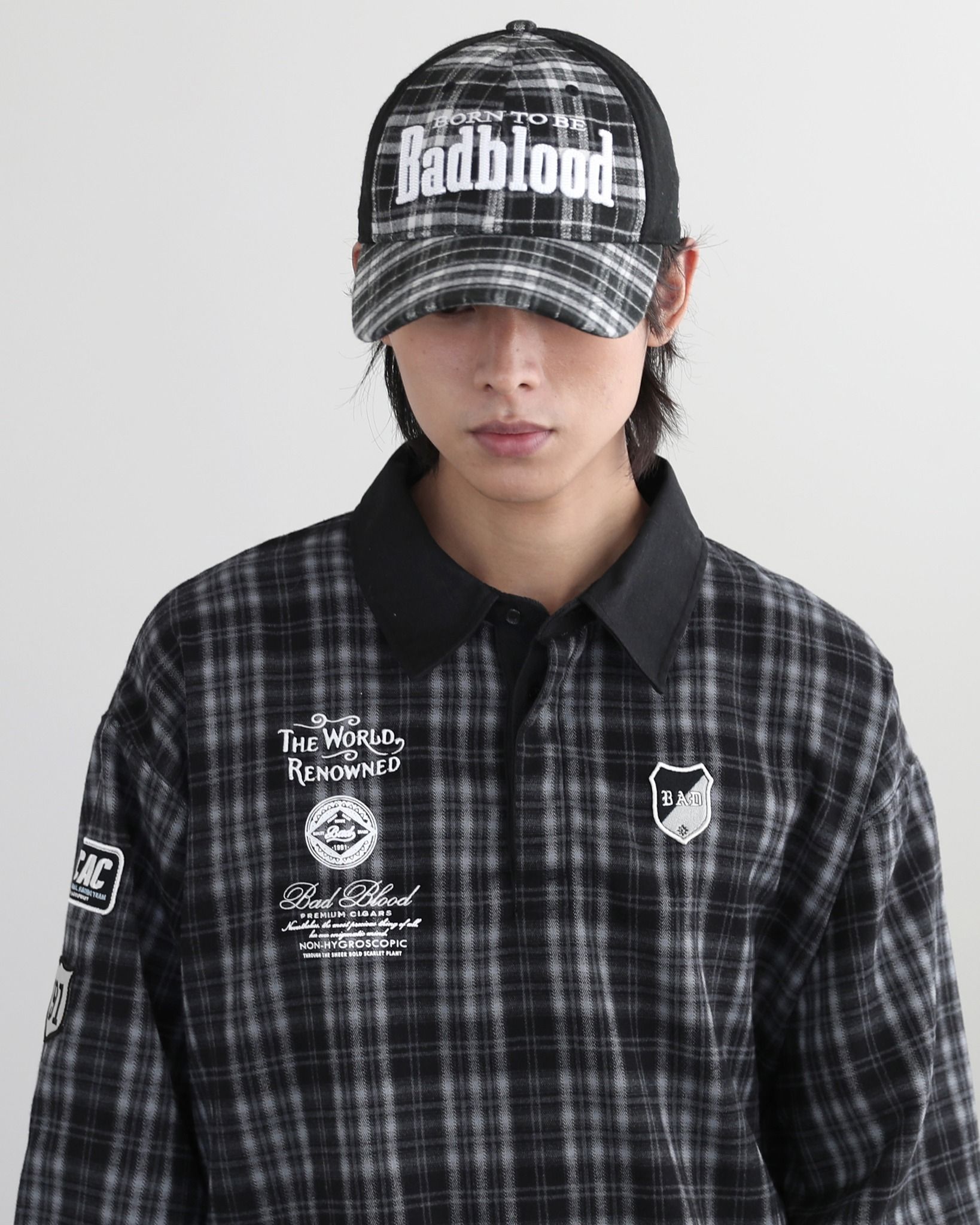  Áo Sweater [Unisex] Badblood - Classic Check Rugby Shirt Black - w-sweatshirt24-015 
