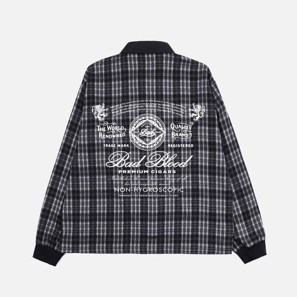  Áo Sweater [Unisex] Badblood - Classic Check Rugby Shirt Black - w-sweatshirt24-015 
