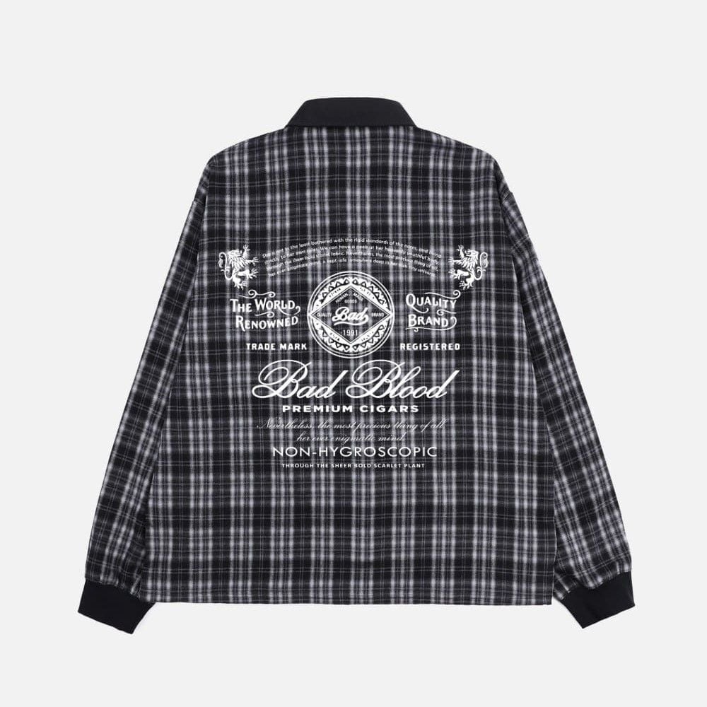  Áo Sweater [Unisex] Badblood - Classic Check Rugby Shirt Black - w-sweatshirt24-015 