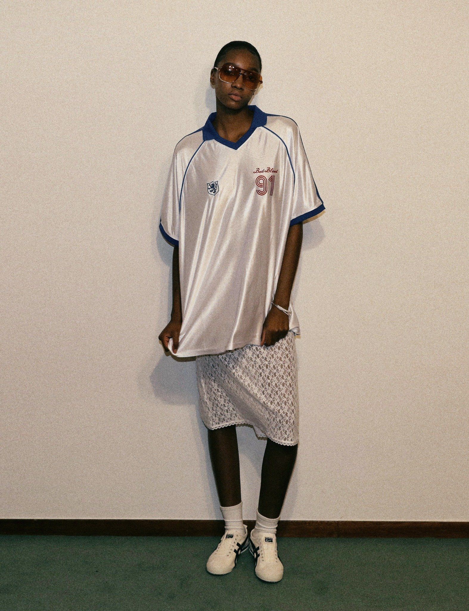 ウェア BADBLOOD 91 Soccer Shirt Áo Thun Jersey Badblood - 91 Soccer Shirt White - w-tee24