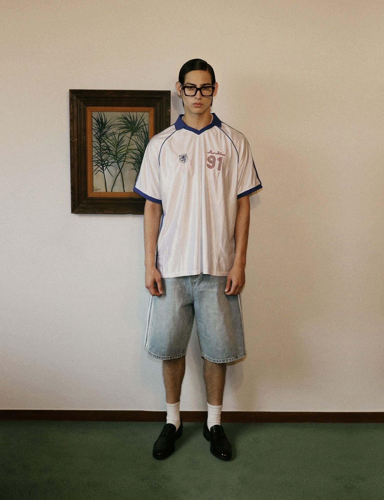  Áo Thun [Unisex] Jersey Badblood - 91 Soccer Shirt White - w-tee24-057 