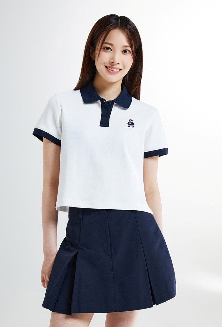  Áo Polo SPAO [Nữ] - Woody Soft Cotton Crop Carat Navy - SPHWE24G51 