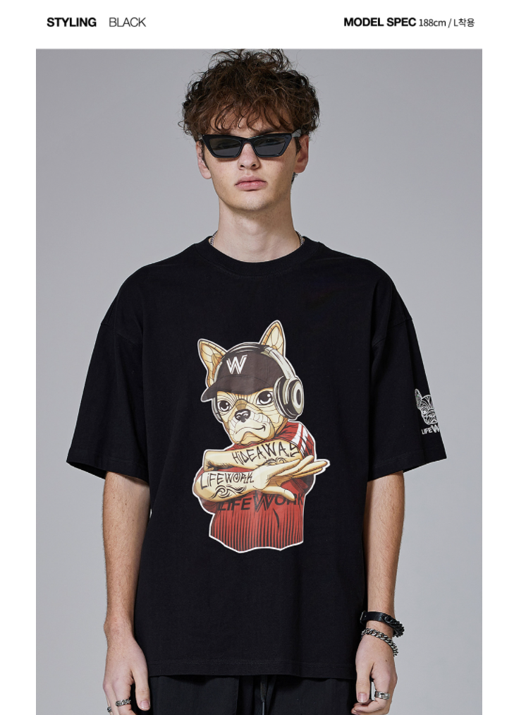  Áo thun Life Work - Hip Dog BlackShirt 