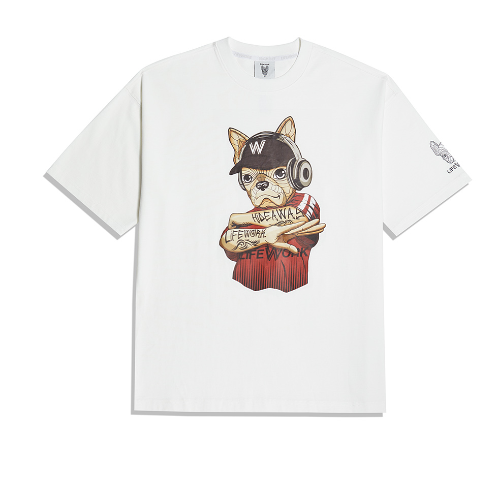  Áo thun Life Work Hip Dog White Shirt 