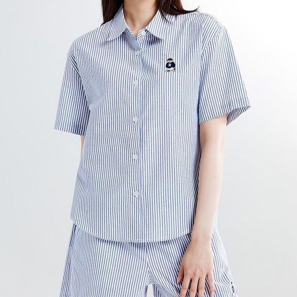  Set Áo Quần Sơ Mi SPAO [Nữ] - Woody Seersucker Short Sleeve Shirt - SPYWF26G51 
