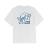  Áo thun MLB [Unisex] Basic Street Cursive Overfit NY Yankees - 3ATSB5353-50WHS 