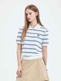  Áo Polo MLB [Nữ] Varsity Stripe Crop Collar T-Shirt NY Yankees - 3FPQV0253-50IVS 
