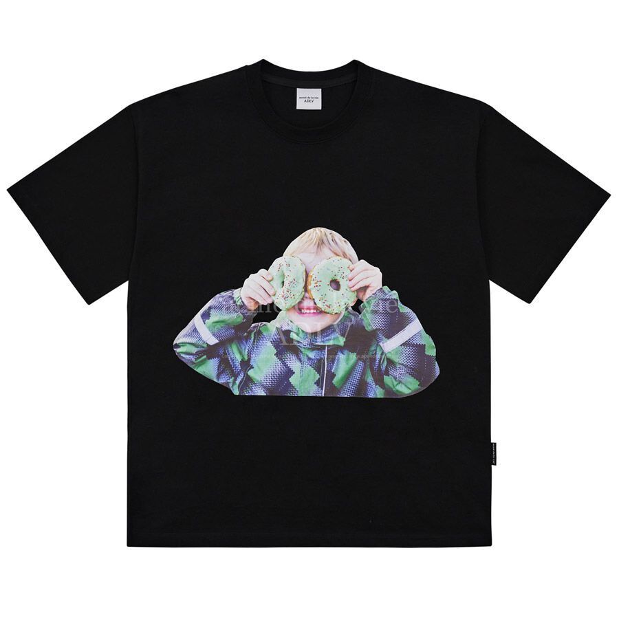  Áo thun - Acmé de la vie - ADLV BABY FACE MINT DONUT BLACK T-SHIRT 