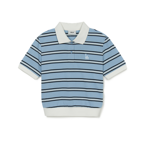 Áo Polo MLB [Nữ] Varsity Stripe Crop Collar T-Shirt NY Yankees - 3FPQV0253-07SBL