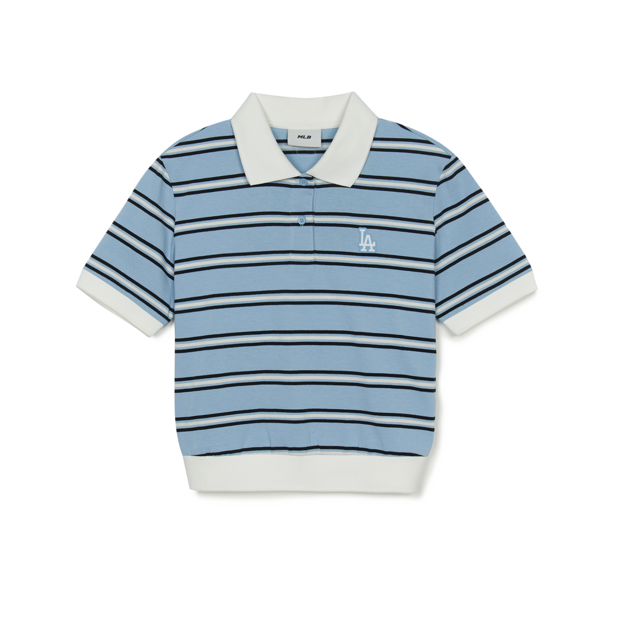  Áo Polo MLB [Nữ] Varsity Stripe Crop Collar T-Shirt NY Yankees - 3FPQV0253-07SBL 