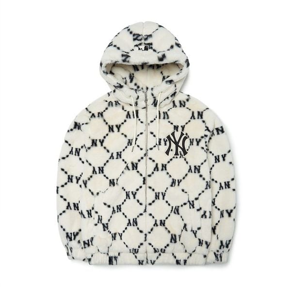  Áo Khoác Lông MLB - Dia Monogram All Over Hooded Eco Fur Jumper New York Yankees - 3AFDM0226-50CRS 