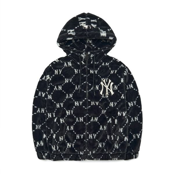  Áo Khoác Lông MLB - Dia Monogram All Over Hooded Eco Fur Jumper New York Yankees - 3AFDM0226-50BKS 