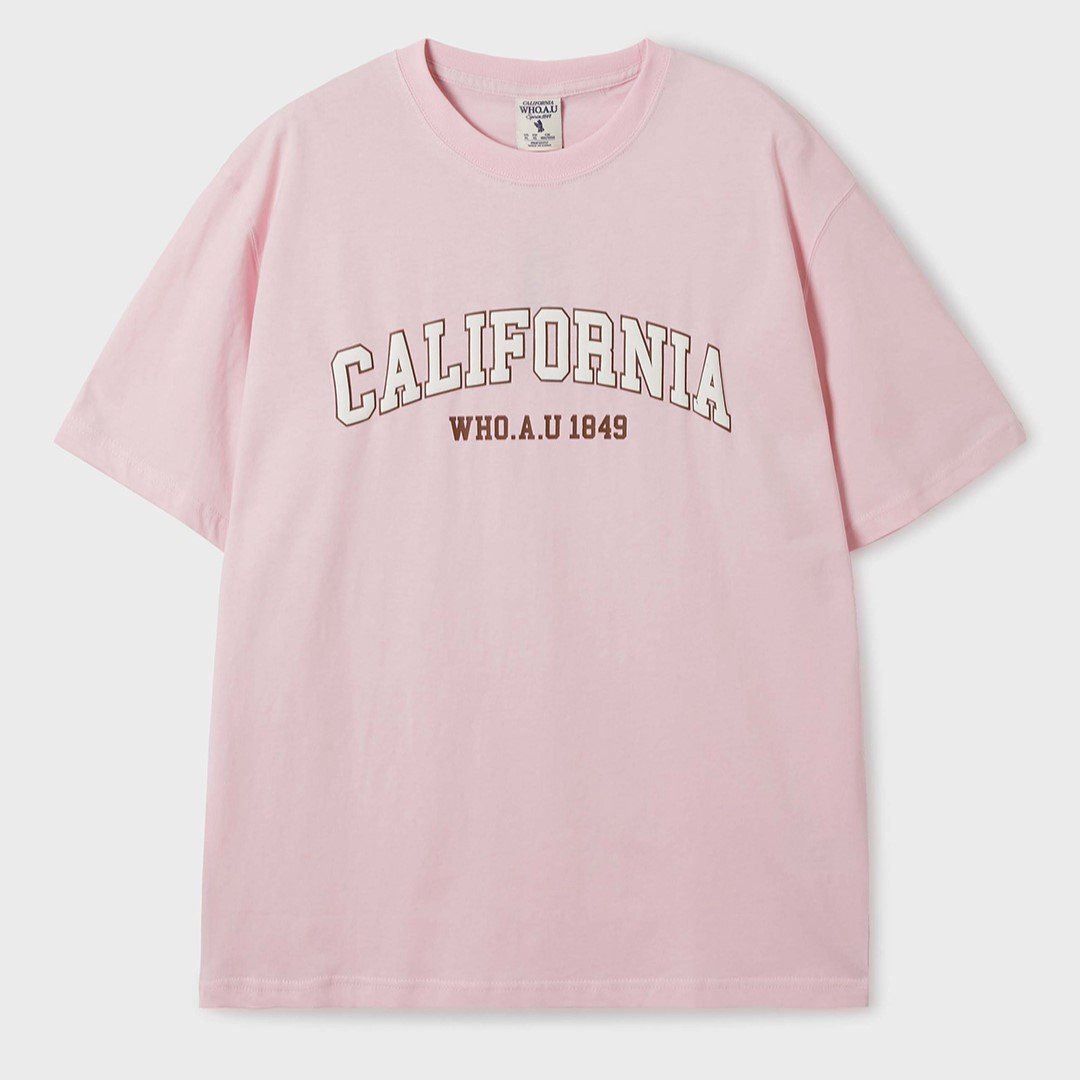 Áo Thun WHOAU [Unisex] - California Logo T-shirt Pink - WHRPF2402U 