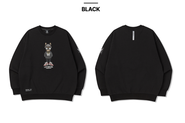  Áo Sweater Life Work - Snapback Hip Dog Applique Black - LW234MT107 