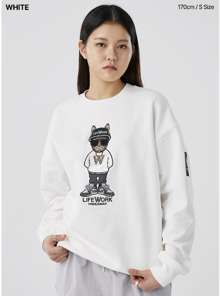  Áo Sweater Life Work - Snapback Hip Dog Applique Black - LW234MT107 