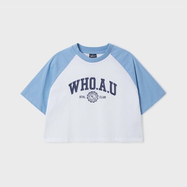 Áo Croptop WHOAU [Nữ] - Campus Loose Crop Raglan T-Shirt - WRPF2452F