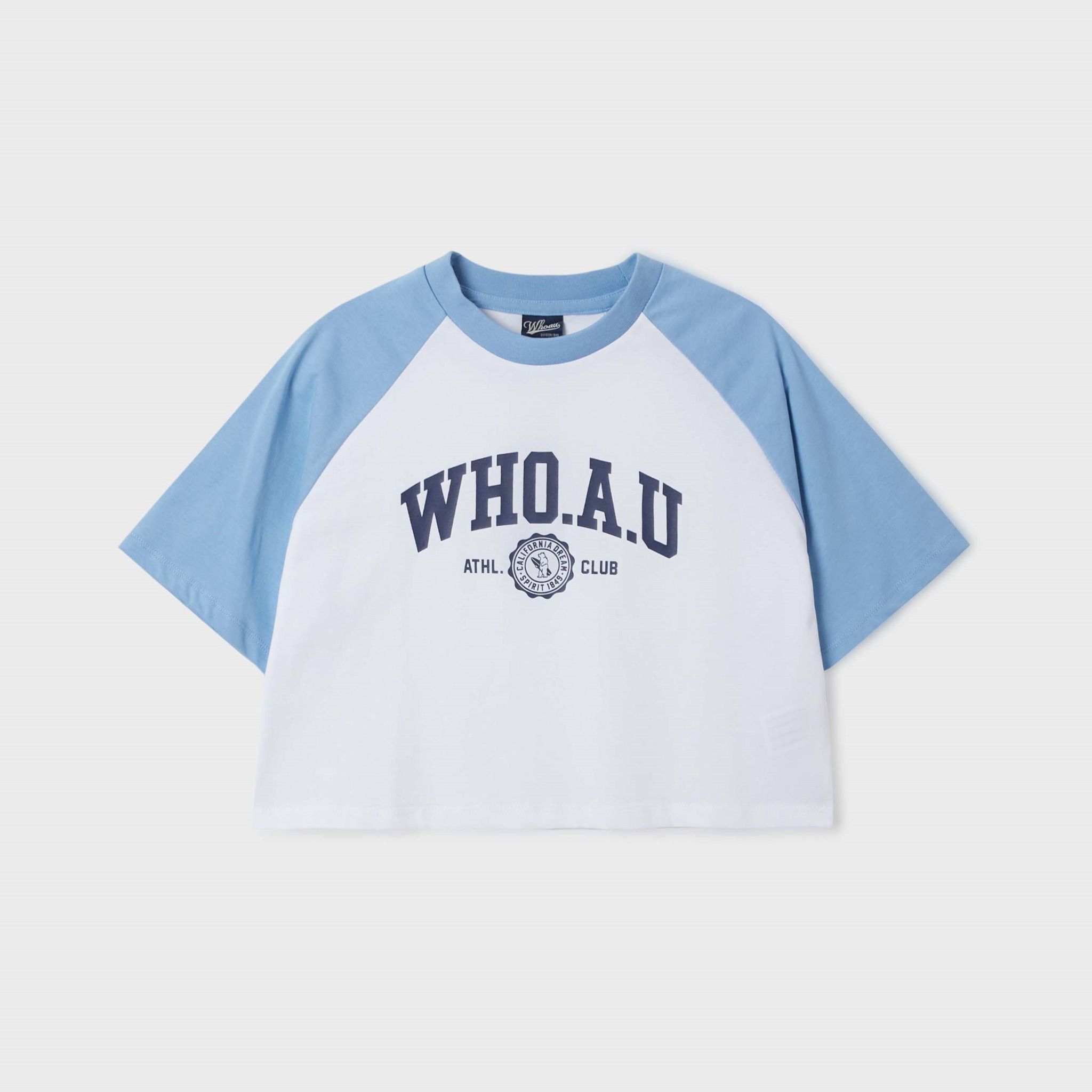  Áo Croptop WHOAU [Nữ] - Campus Loose Crop Raglan T-Shirt - WRPF2452F 