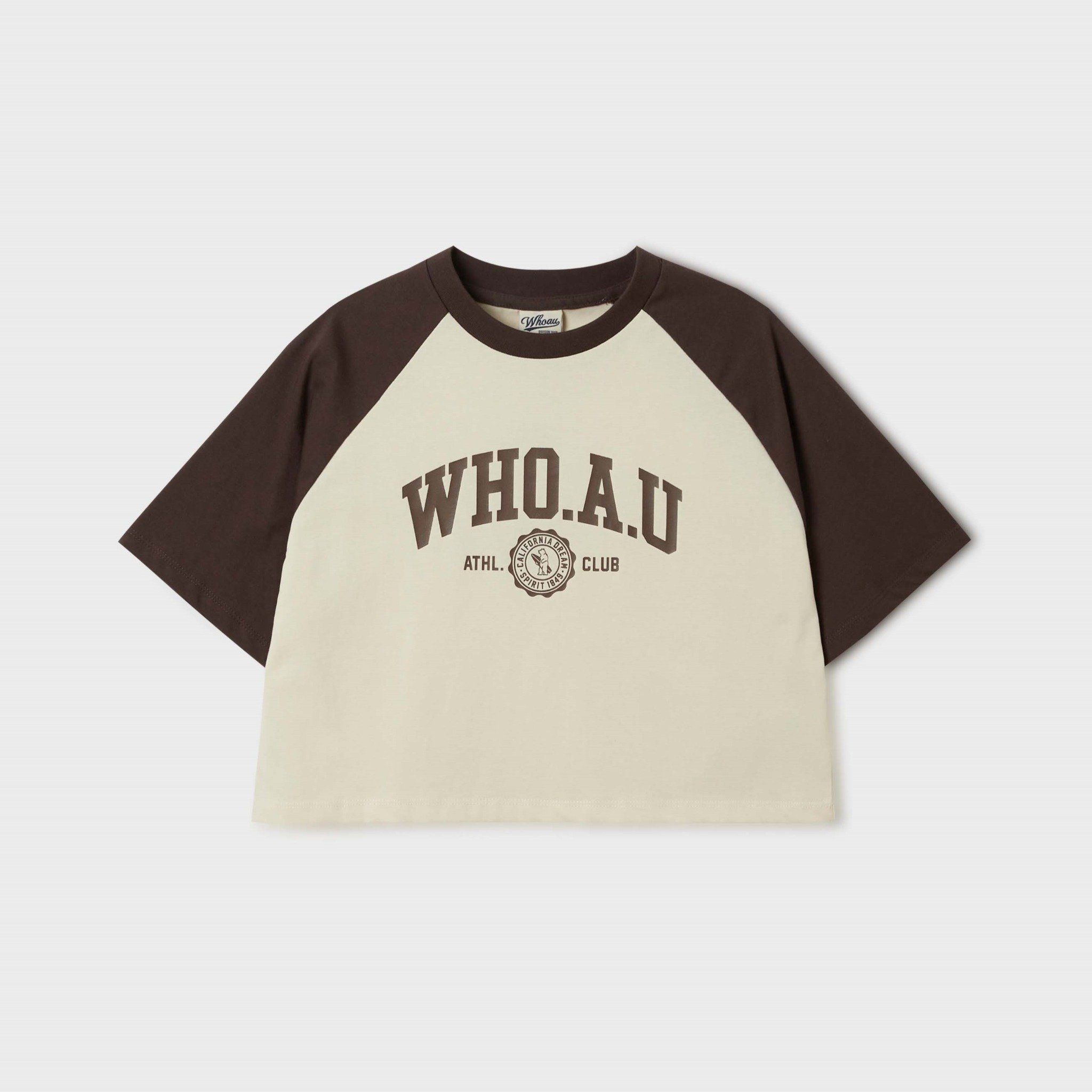  Áo Croptop WHOAU [Nữ] - Campus Loose Crop Raglan T-Shirt - WRPF2452F 