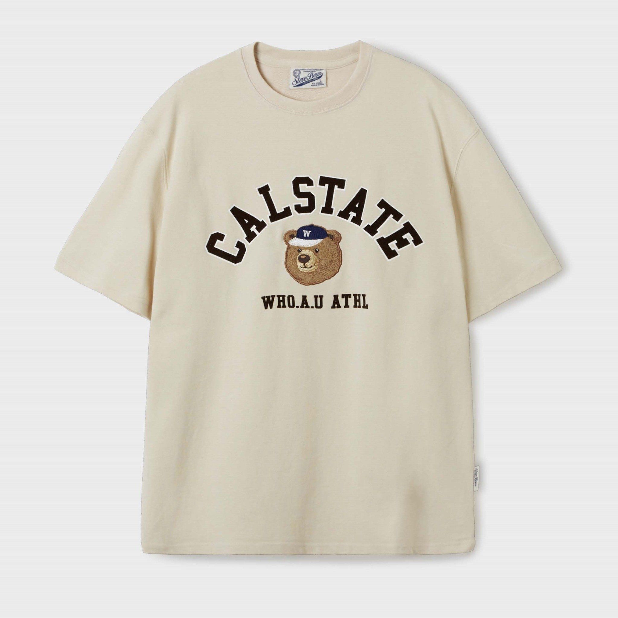 【WHO.A.U】Steve Campus Arch Letter T-shirt[B] Áo Thun WHOAU - Steve Campus Arch Letter T-shirt