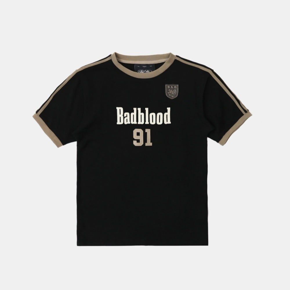  Áo Thun [Unisex] Badblood - [w-tee25-107] Vintage Club Jersey Ringer T-Shirt Black 