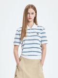  Áo Polo MLB [Nữ] Varsity Stripe Crop Collar T-Shirt NY Yankees - 3FPQV0253-50IVS 