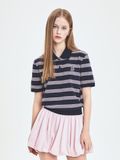  Áo Polo MLB [Nữ] Varsity Stripe Crop Collar T-Shirt NY Yankees - 3FPQV0253-43NYS 