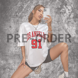  Áo Thun Nội Địa Hàn LOS ANGELES 91 Trắng 