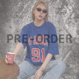  Áo Thun Nội Địa Hàn LOS ANGELES 91 Xanh Dương 