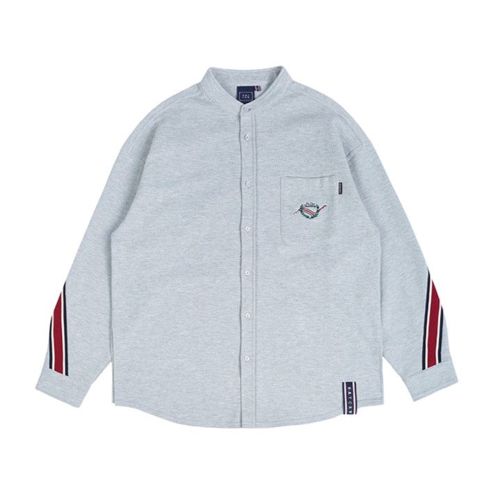  Áo Sơ Mi RMTCRW [ROMANTIC CROWN] -  HENRY NECK BACK LINE SHIRT GREY 
