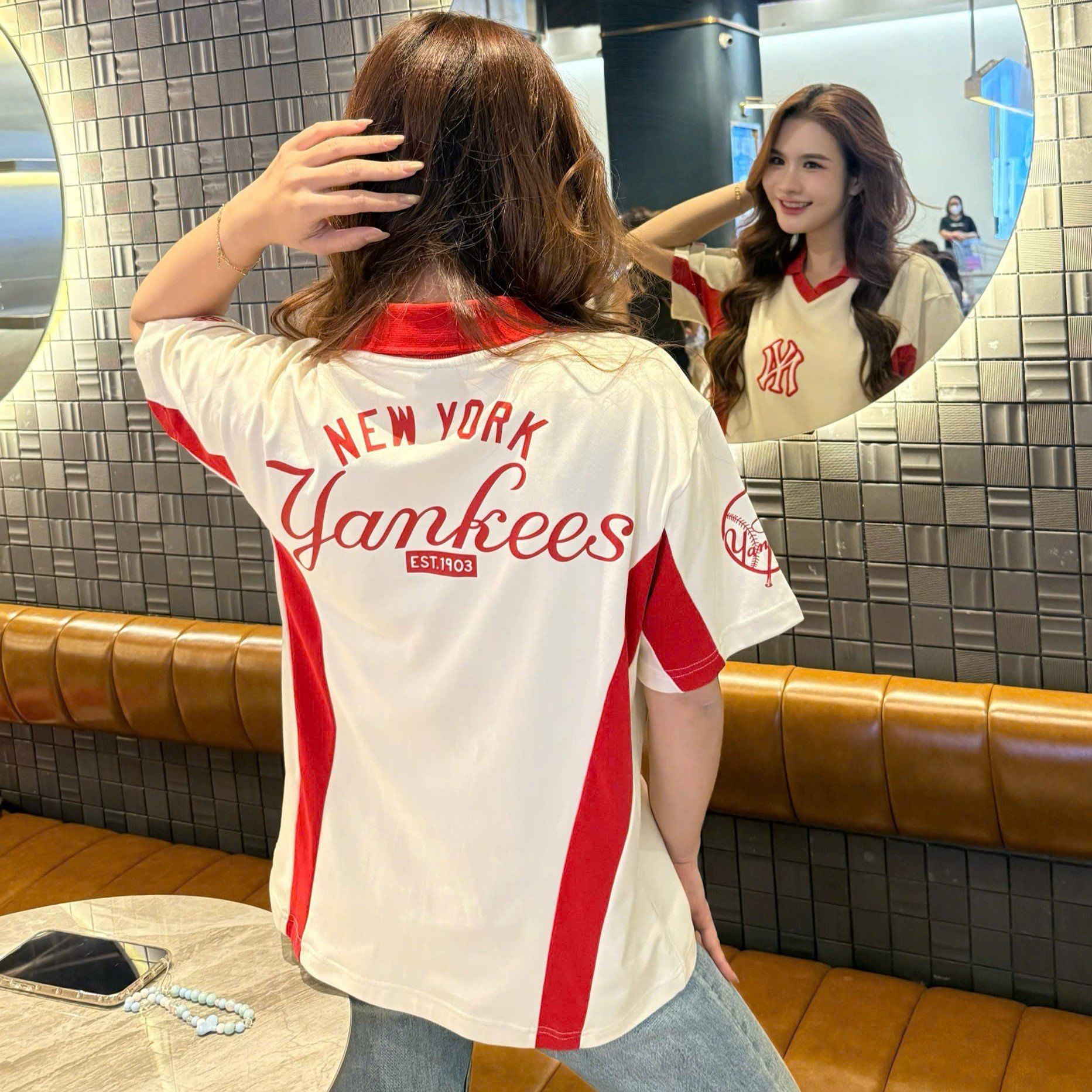  Áo Thun Polo New Era - [Unisex] NY Yankees Hip Line White Red - 19220193 
