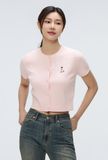  Áo Thun Len SPAO [Nữ] - Woody Cable Crop Cardigan Pink - SPCKF24G51 