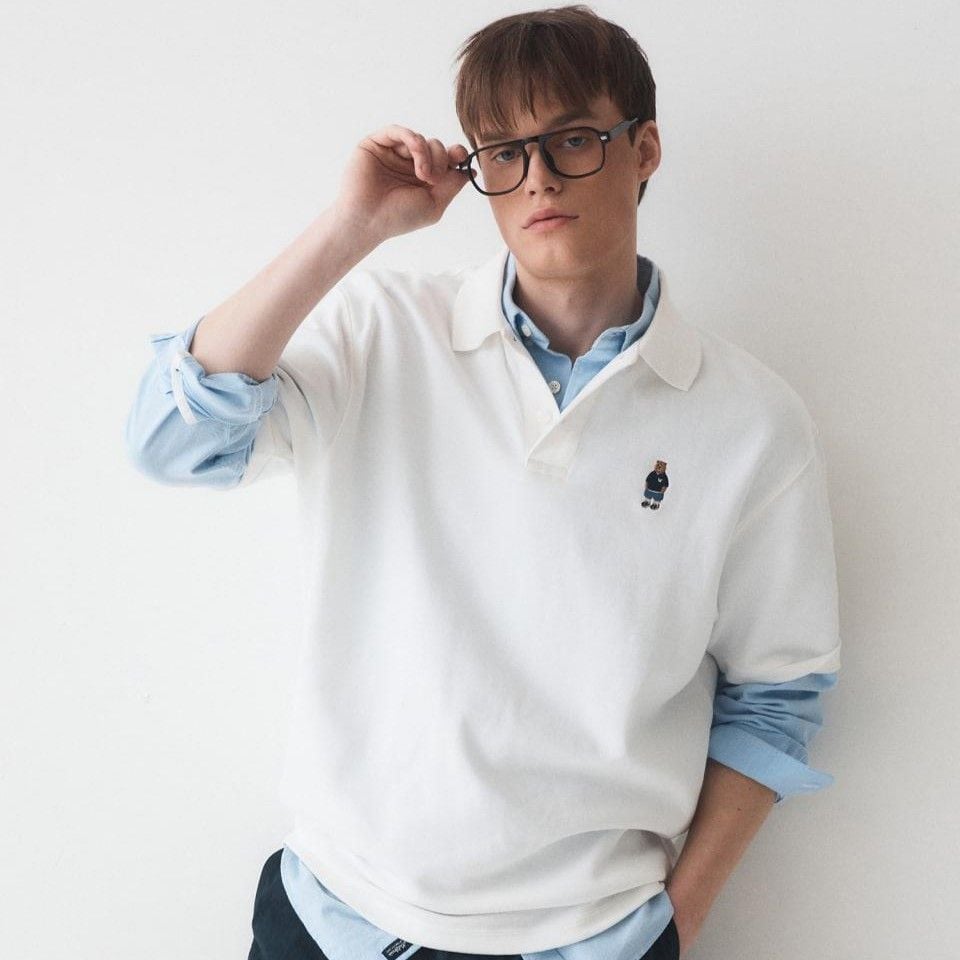 【WHO.A.U】Steve PQ Collar T-Shirt S] WHO.A.U STEVE CROP PQ SHORT SLEEVE COLLAR T-SHIRTS,IVORY