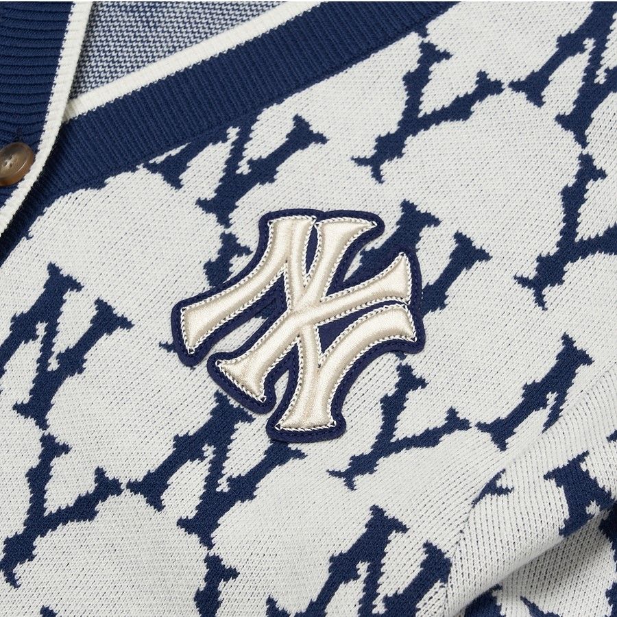  ÁO VẢI MLB MONOGRAM DIAMOND CARDIGAN NEW YORK YANKEES - 3AKCM0121-50CRS 