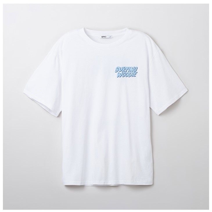  Áo Thun WHOAU (SPAO) - [Unisex] Woody SURFING Short Sleeve T-shirt White - SPRPF24C54 